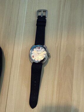Locman Italy Mare Titanium Watch Ref 132 10ATM Red Numerals Canvas Strap